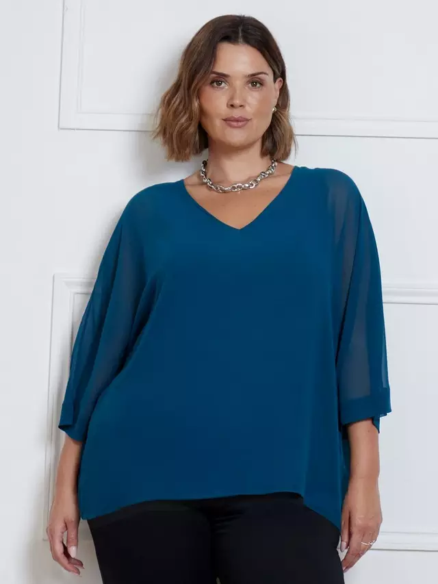 

Топ Live Unlimited Curve Chiffon V Neck, синий