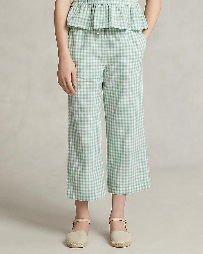 

Брюки до щиколотки Madras из хлопка в мелкую клетку для девочек - Big Kid Ralph Lauren