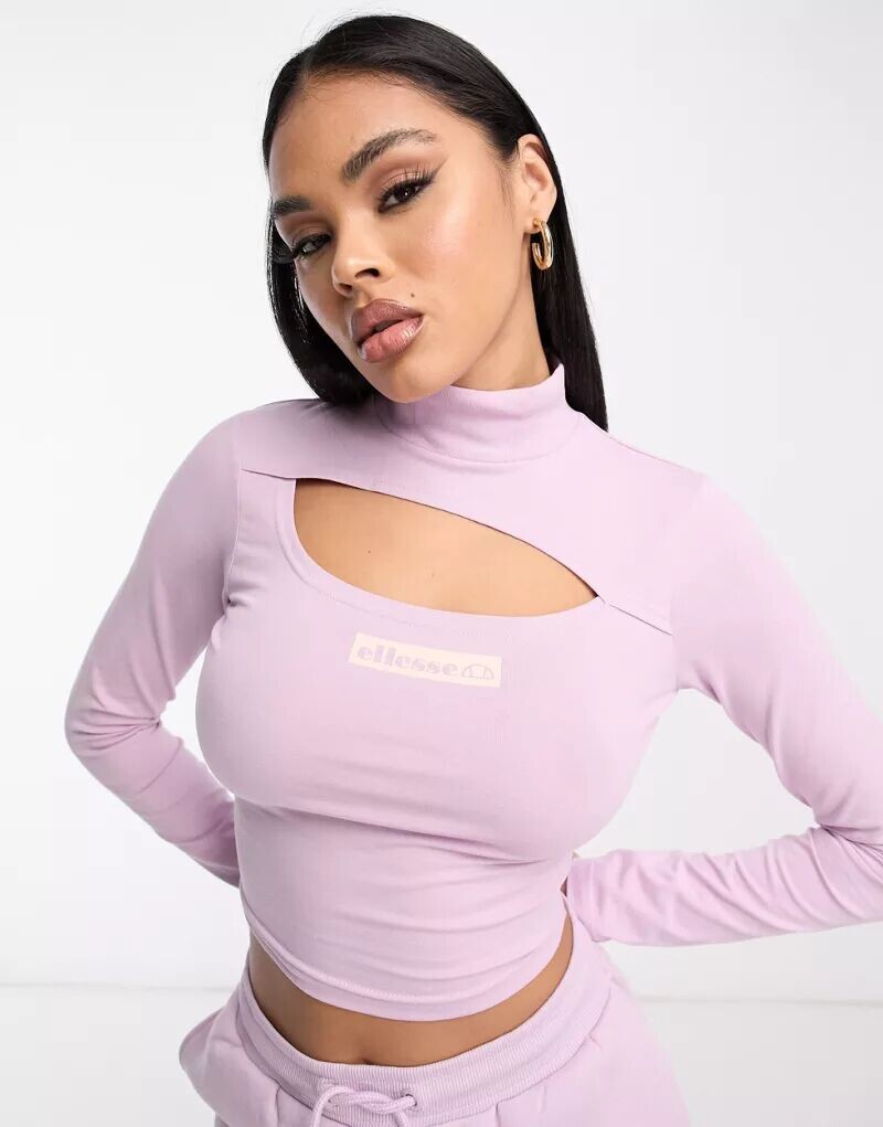 

Фиолетовый топ с длинными рукавами и вырезом ellesse Gullia
