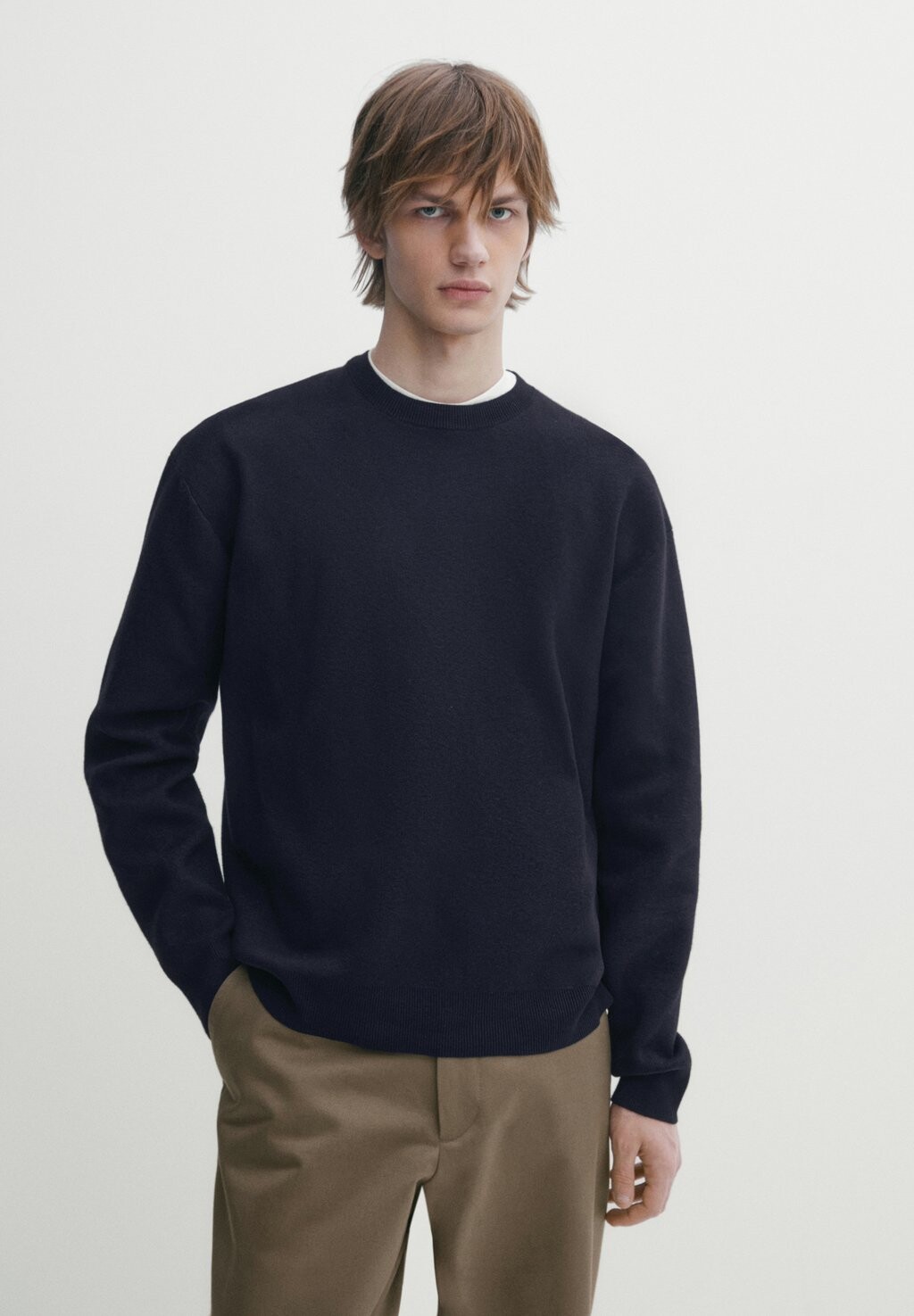 

Вязаный свитер Massimo Dutti, цвет mottled dark blue