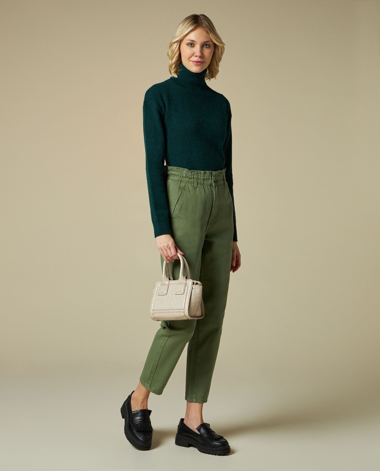 

Женские брюки из чистого хлопка с завитками NICE&CHIC, зеленый
