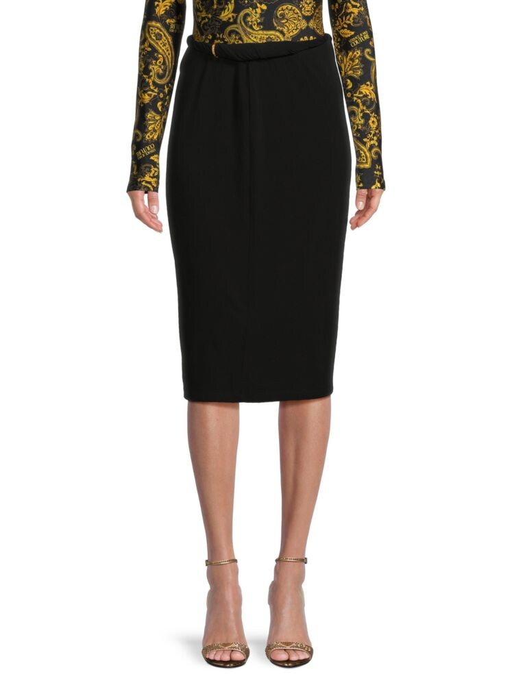 

Однотонная прямая юбка миди Tessuto Versace, черный