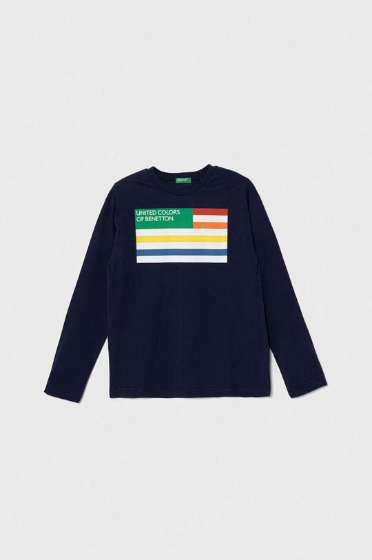 

United Colors of Benetton Детская хлопковая футболка с длинными рукавами, военно-морской