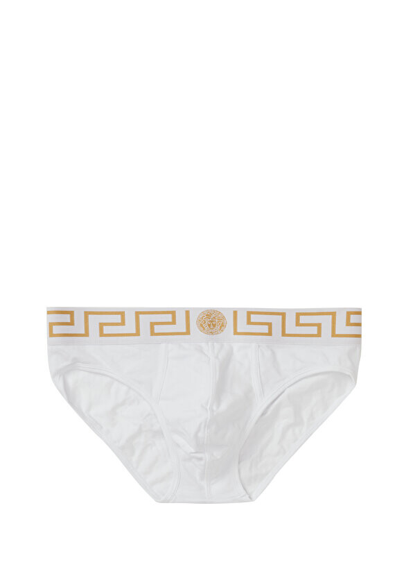 

Белые мужские слипоны с логотипом на талии Versace