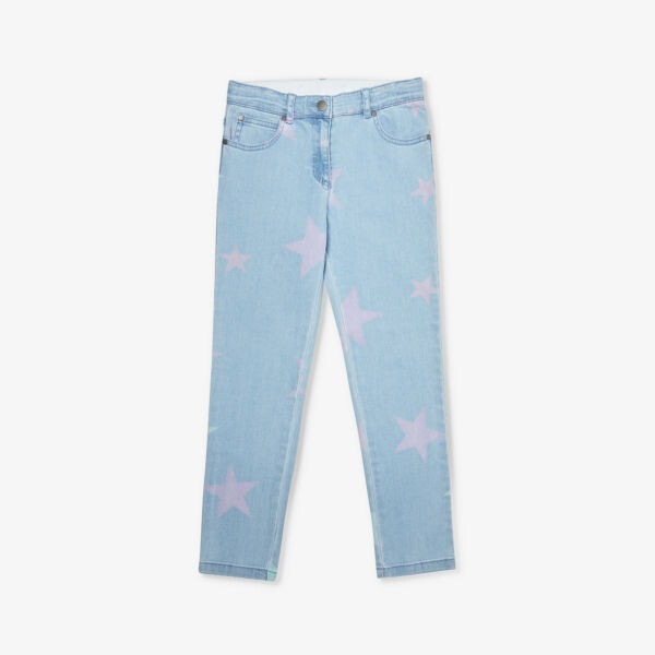 

Джинсы из эластичного денима со звездным принтом 8-12 лет Stella Mccartney, цвет celeste/multicolor