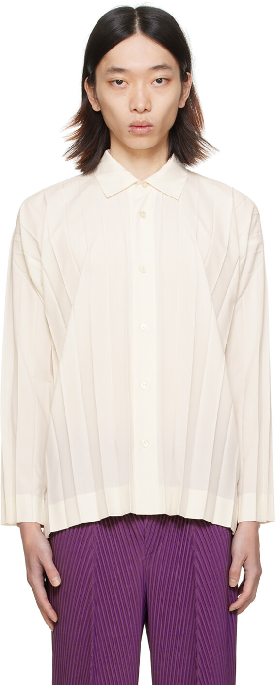 

Рубашка Off-White Edge Homme Plisse Issey Miyake, цвет White