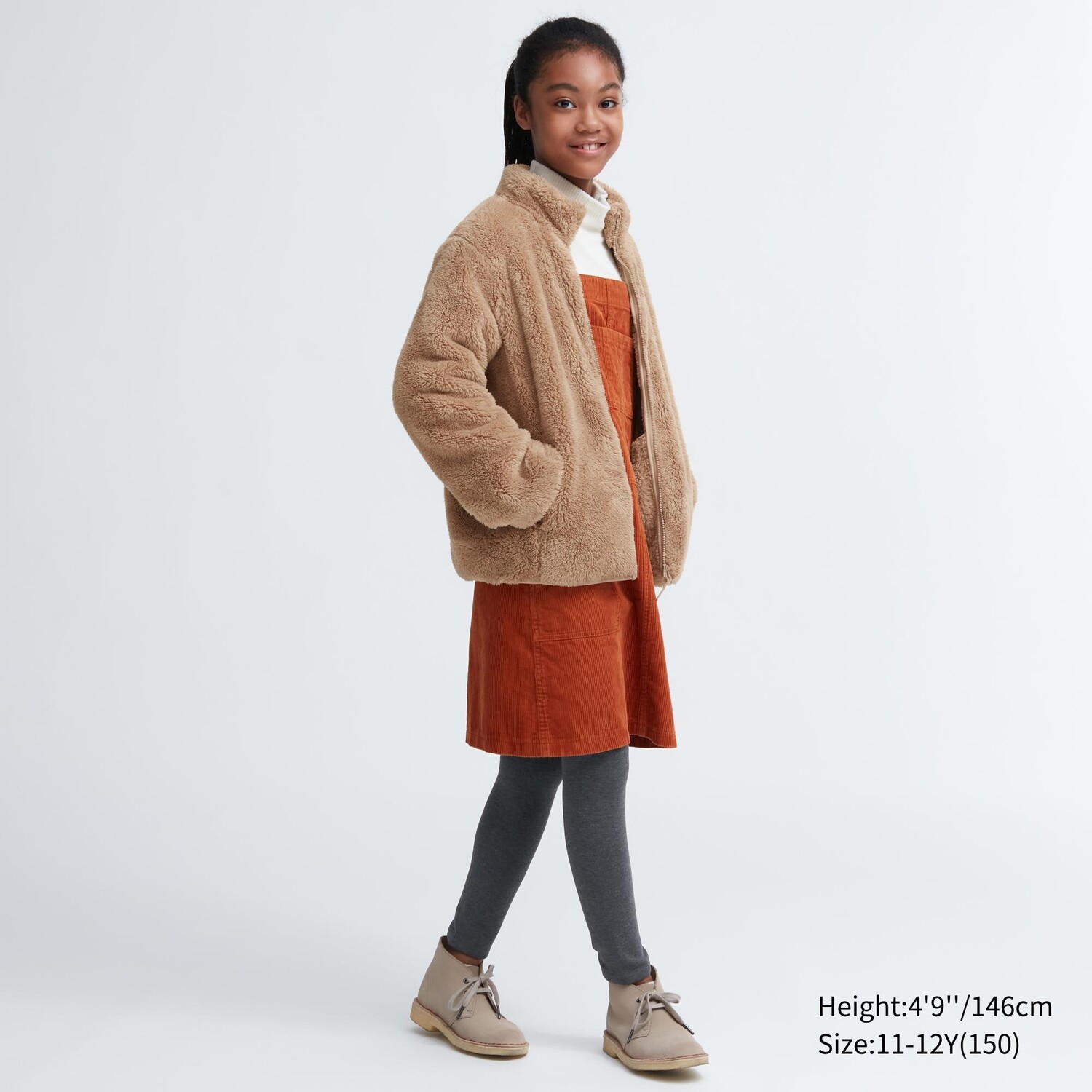 

Детская пушистая флисовая куртка на молнии Uniqlo, бежевый