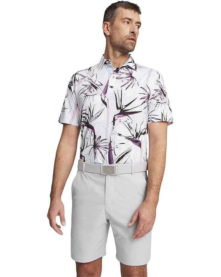 

Поло PUMA Golf Mattr Birds of Paradise, цвет White Glow/Pink Icing
