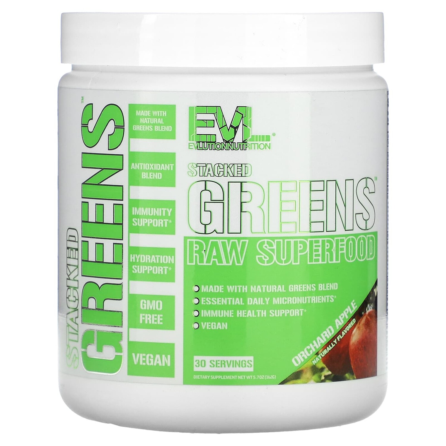 

Stacked Greens Raw Superfood, яблочный сад, 162 г (5,7 унции), EVLution Nutrition