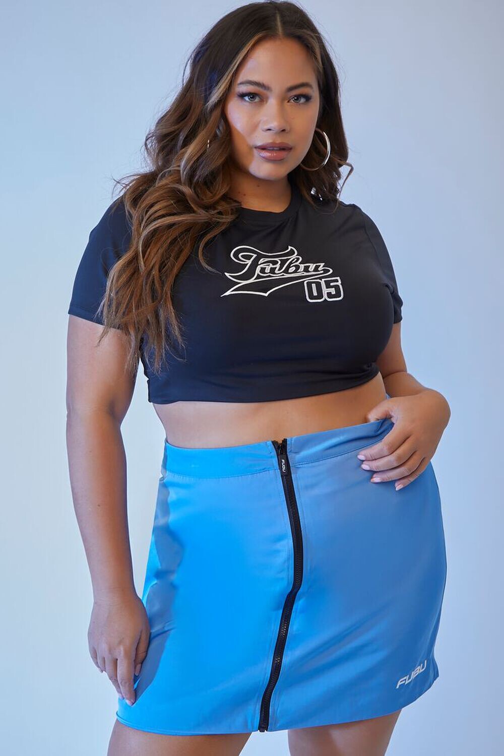 

Мини-юбка FUBU на молнии больших размеров Forever 21, синий