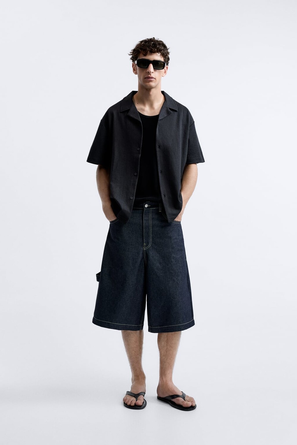 

Рубашка из жаккарда ZARA, черный