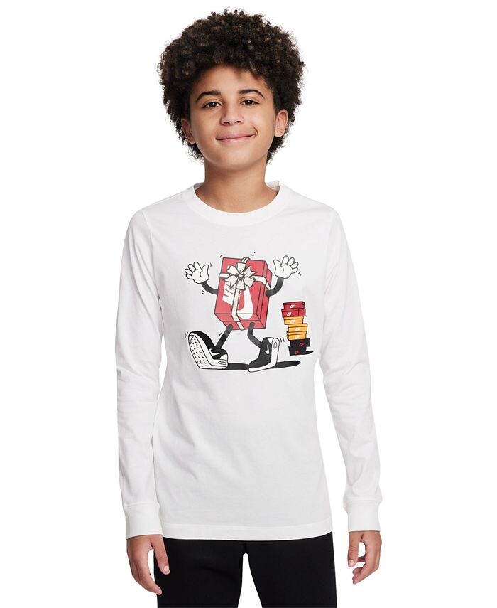 

Футболка с длинными рукавами и принтом Big Kids Sportswear Nike, белый