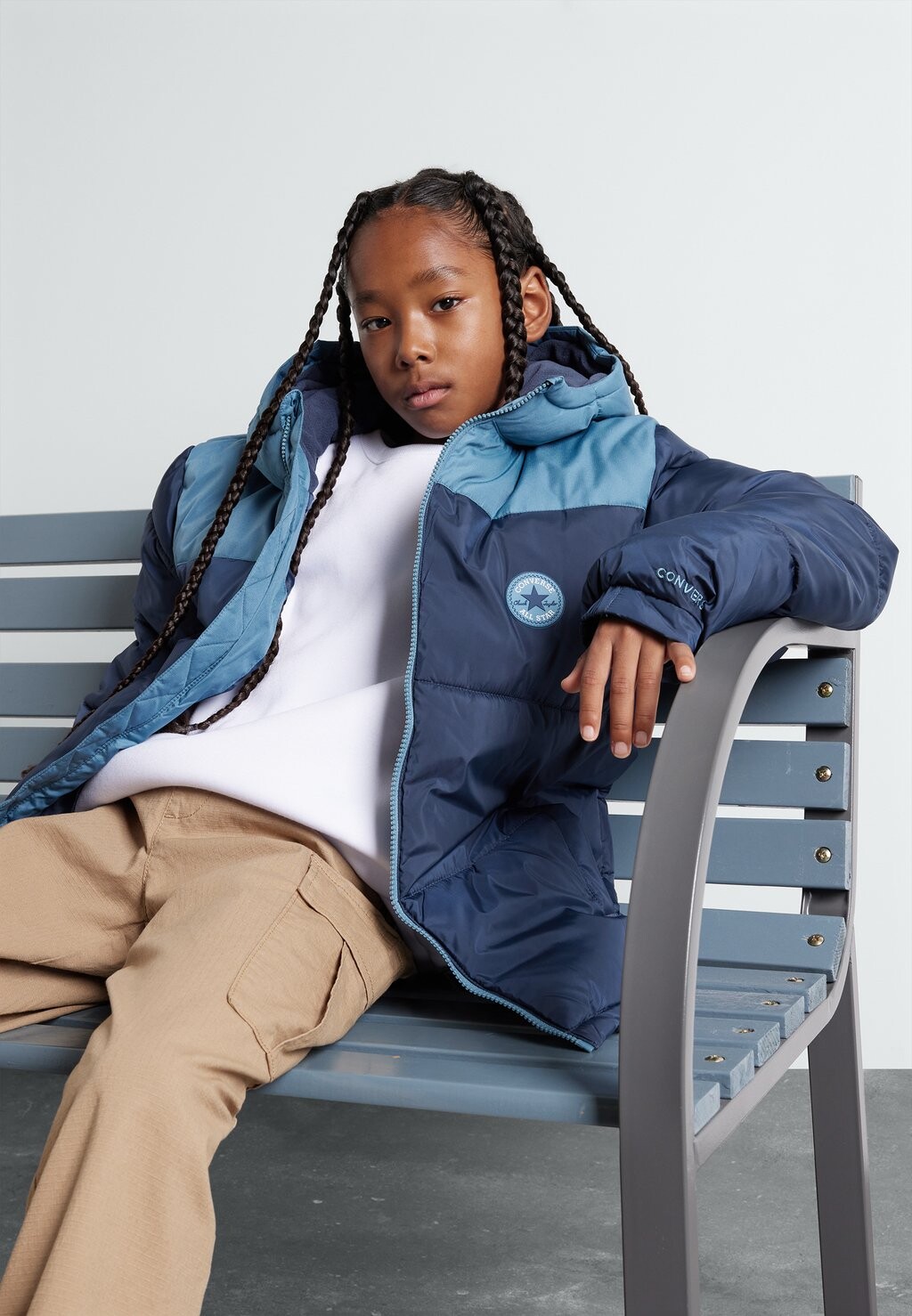 

Зимняя куртка Color Block Puffer Unisex Converse, цвет navy