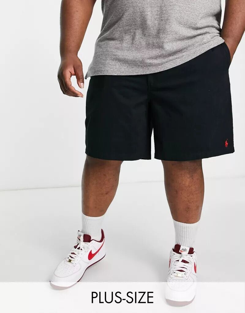 

Черные твиловые шорты чинос с логотипом Polo Ralph Lauren Big & Tall Prepster
