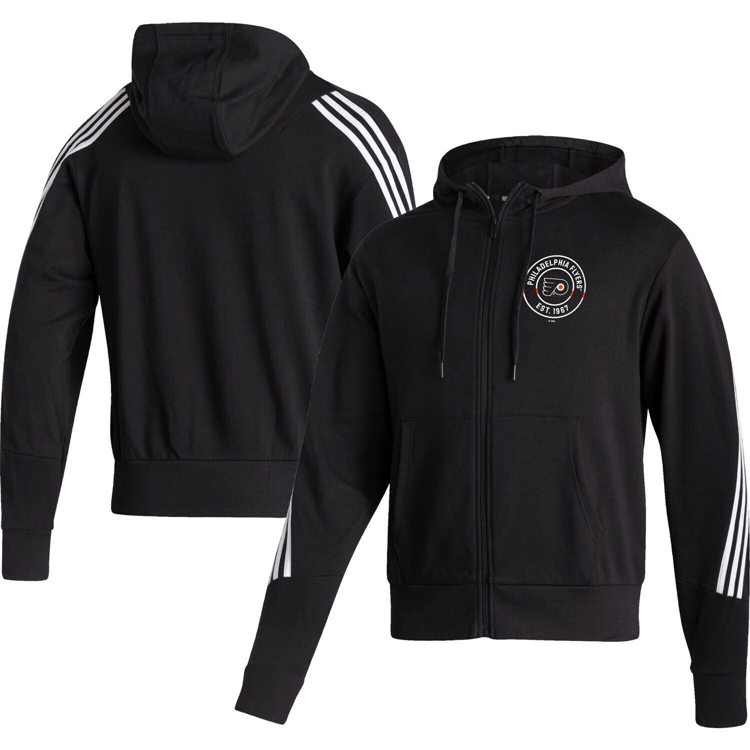 

Мужская черная толстовка с молнией во всю длину Philadelphia Flyers Lifestyle adidas, Черный