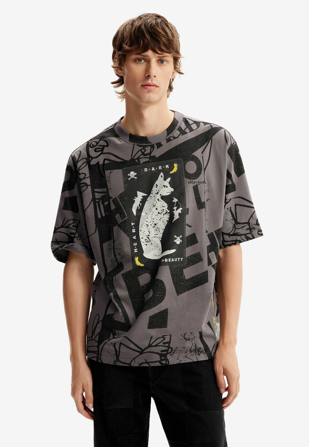 

Футболка с принтом Cat Letters Desigual, черный