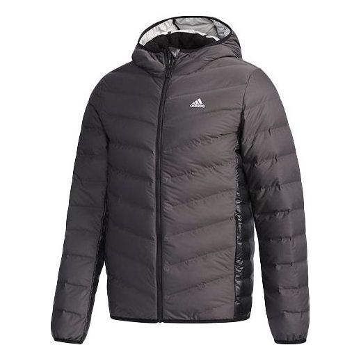 Пуховик adidas Side Splicing Solid Color hooded down Jacket Gray, серый цена и фото