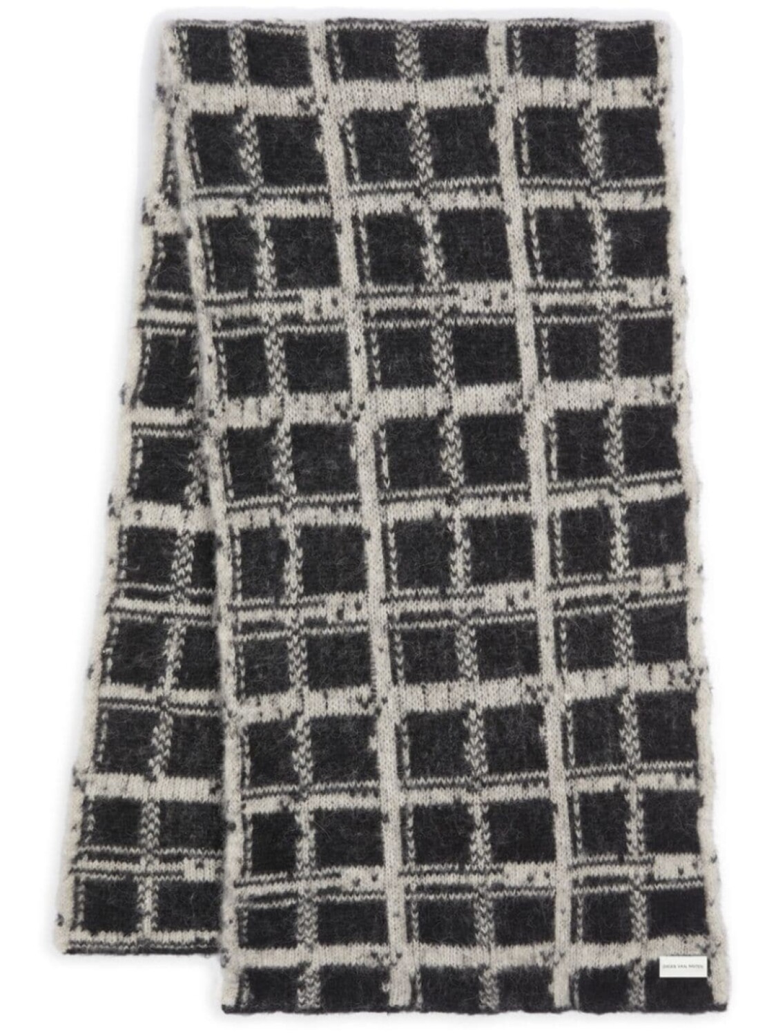 

DRIES VAN NOTEN шарф из шерсти альпаки в клетку, черный