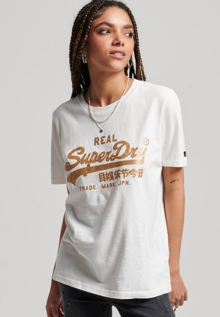 

футболка с принтом VINTAGE EMBELLISHED LOGO Superdry, Desert Bone Off White