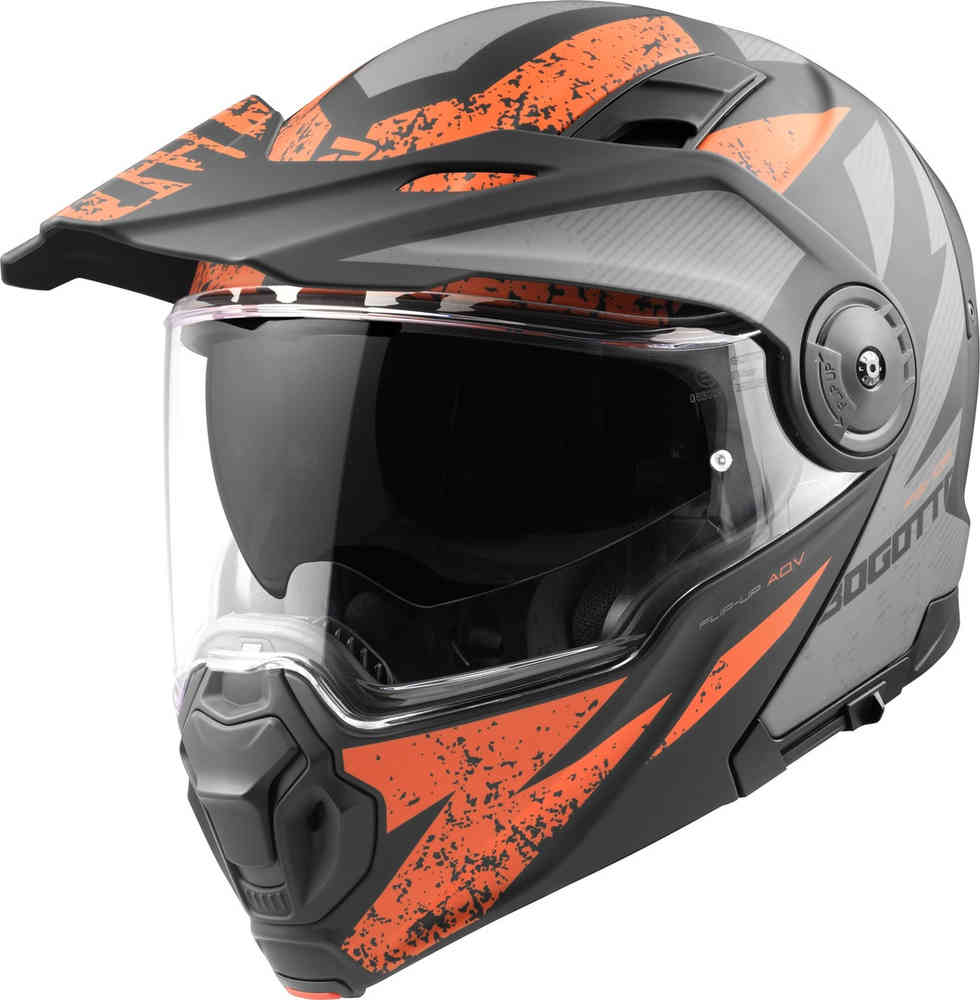 FG-102 Safari из стекловолокна для эндуро / откидной шлем Bogotto, черный матовый/серый/оранжевый