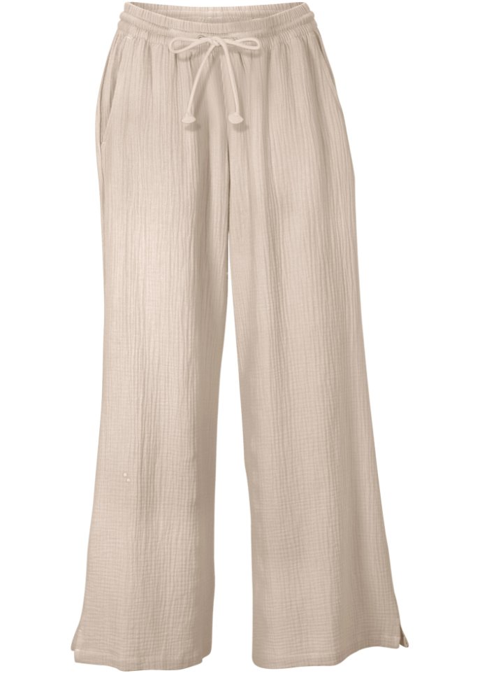 Муслиновые брюки-палаццо Bpc Bonprix Collection, серый куртка из софтшелла со светоотражающими деталями bpc bonprix collection серый