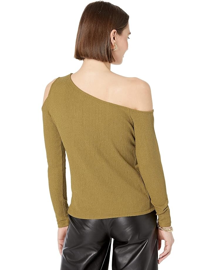 

Топ Michael Kors Petite Asymmetric Cold-Shoulder Top, цвет Smoky Olive