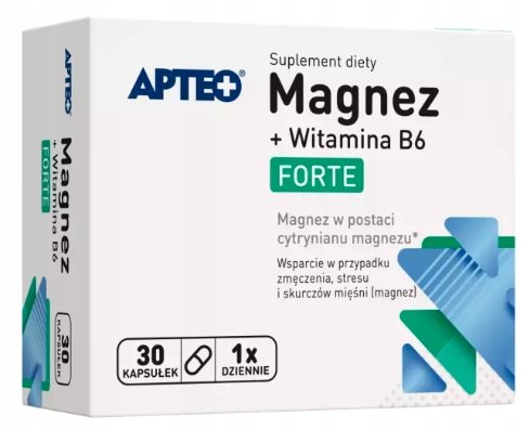 Apteo, Магний + витамин B6 Форте от судорог, 30 капсул. магний b6 форте 30 таблеток