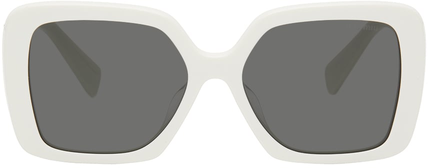 

Белые солнцезащитные очки с блеском Miu Miu Eyewear