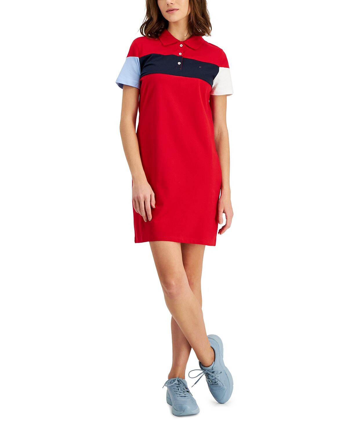 

Женское платье-поло с короткими рукавами и цветными блоками Tommy Hilfiger