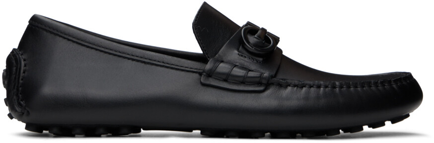 

Черные лоферы с орнаментом Gancini Ferragamo, цвет Black