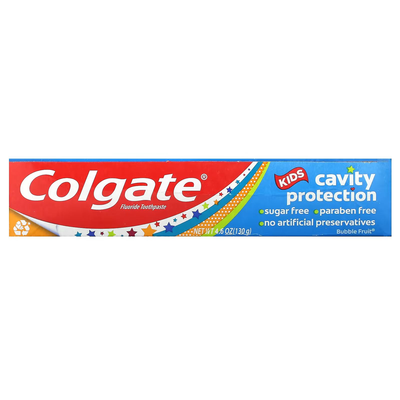 

Kids, Зубная паста с фтором для защиты полости рта, Bubble Fruit, 4,6 унции (130 г) Colgate