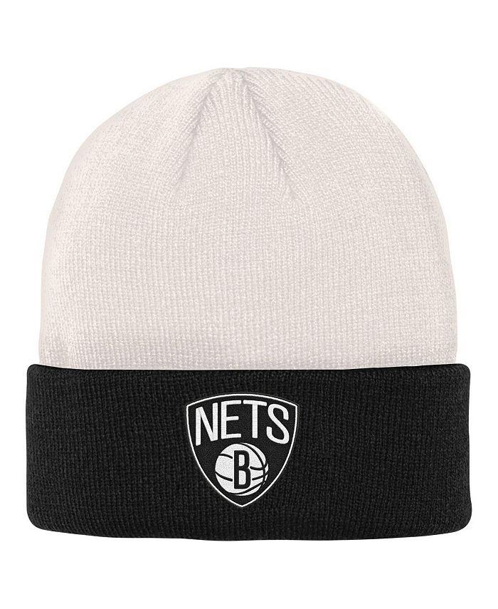 Кремово-черная вязаная шапка Brooklyn Nets с манжетами и костяной короной для больших мальчиков и девочек Outerstuff, кремовый/черный двухцветная вязаная шапка sevenext