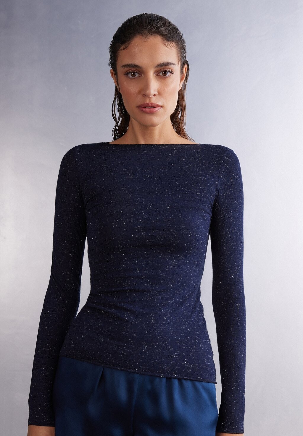 

Блузка с длинными рукавами Intimissimi, темно-синий