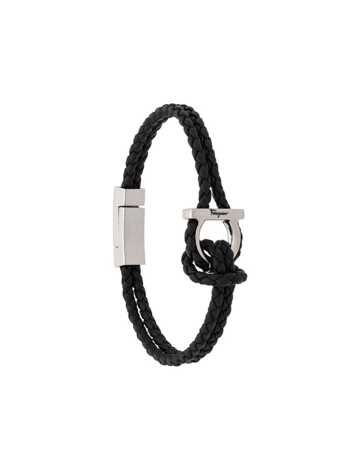 

Плетеный браслет Gancini Ferragamo, черный
