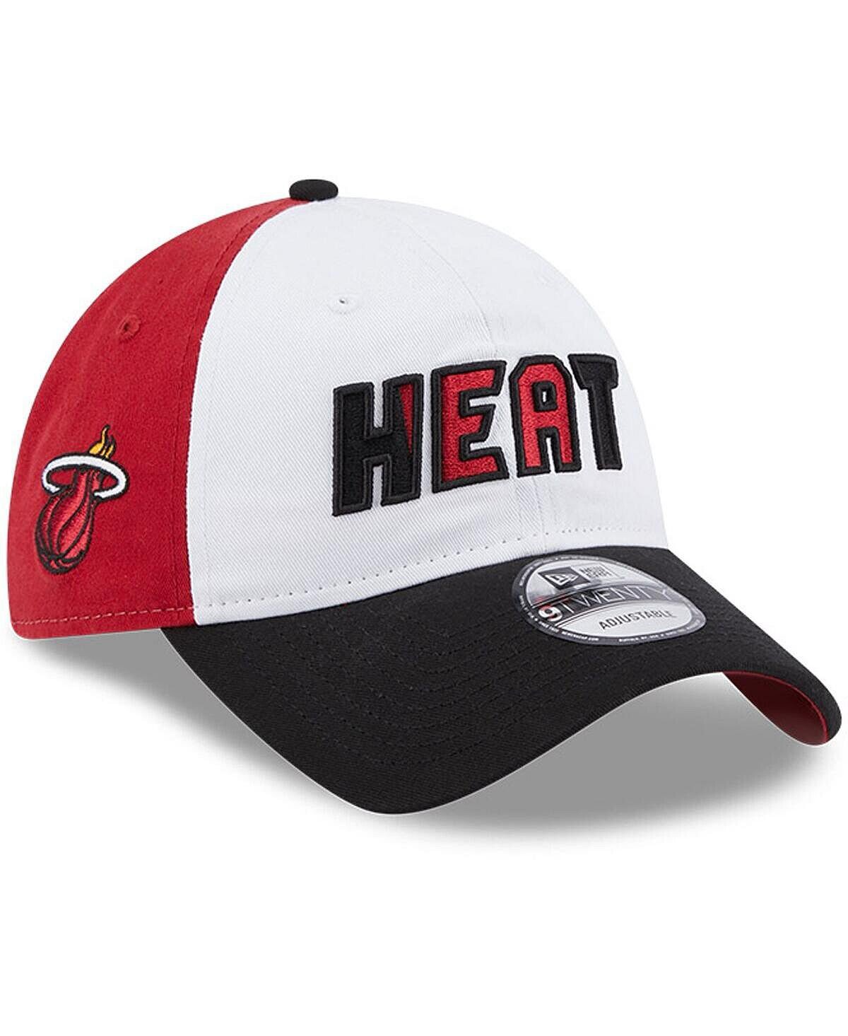 

Мужская белая, черная регулируемая кепка Miami Heat Back Half 9TWENTY New Era