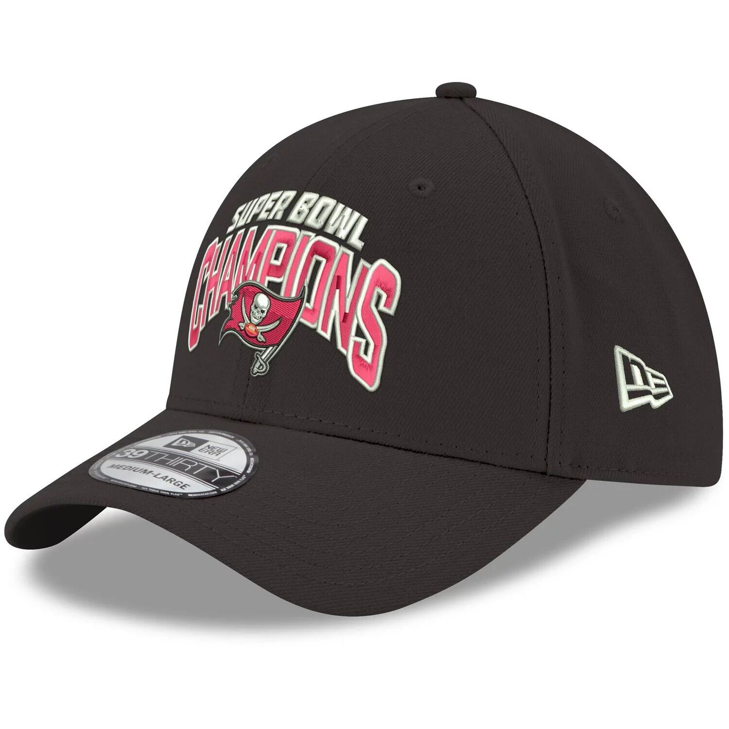 

Мужская черная мужская кепка New Era Tampa Bay Buccaneers Super Bowl LV Champions 39THIRTY Flex Hat