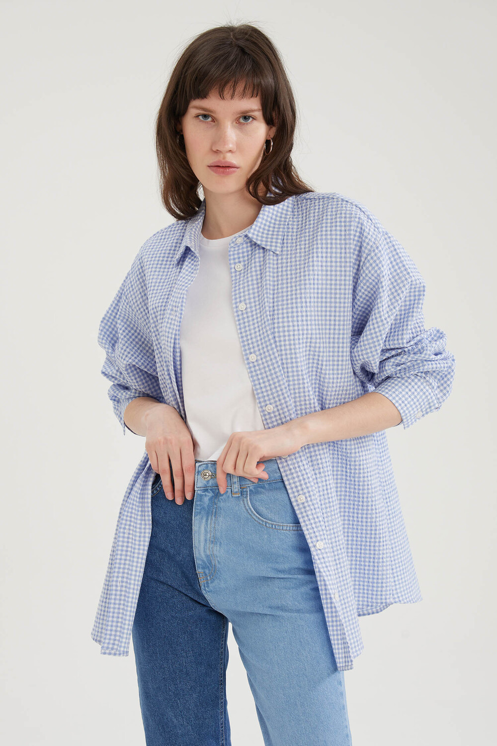 

Блуза DeFacto Langarmhemd OVERSIZE FIT, синий