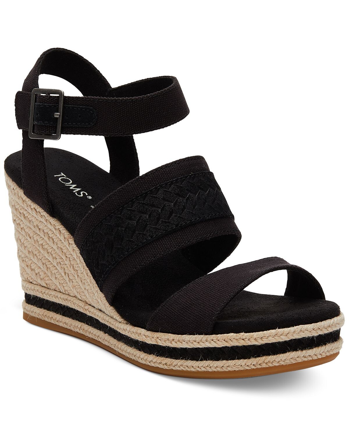 

Женские эспадрильи Madelyn на плетеной платформе на танкетке TOMS, черный