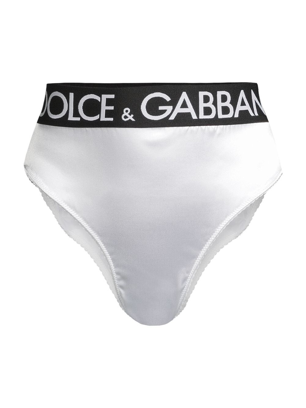 

Атласные трусы с логотипом и высокой талией DOLCE&GABBANA, белый