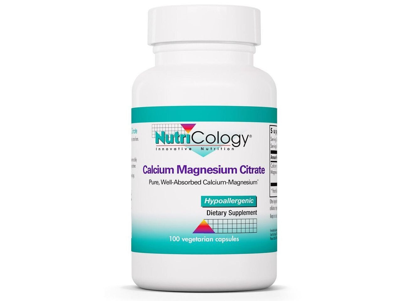 

Nutricology, Цитрат кальция и магния, 100 вегетарианских капсул