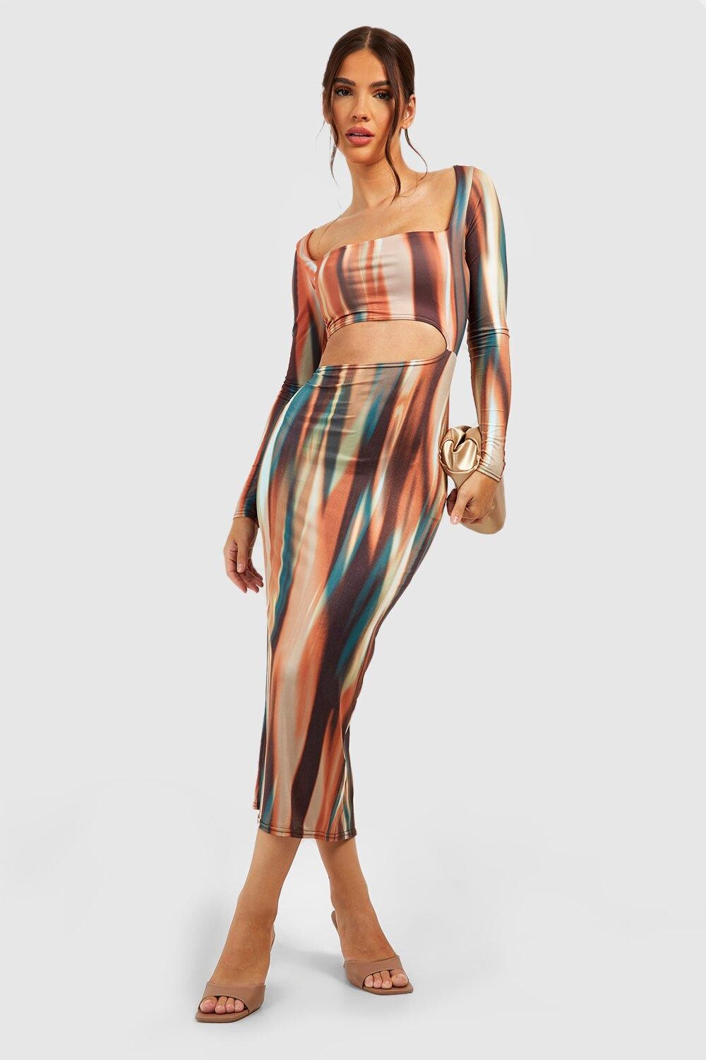 

Платье мидаси с вырезами tie dye Boohoo, разноцветный