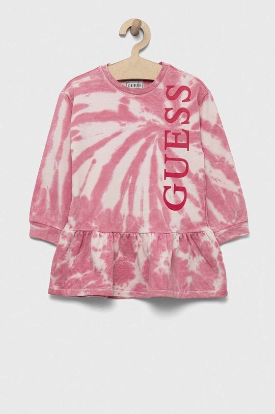 цена Платье из хлопка для маленькой девочки Guess, розовый