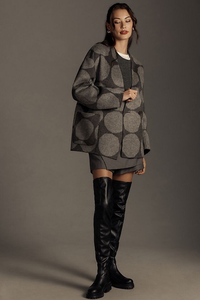 

Пальто шерстяное Marimekko Entasis Kivet короткое, серый