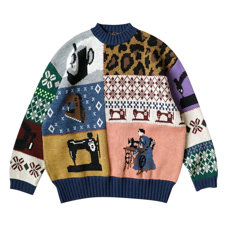 

Свитер Kapital Kurogane Mishin Patchwork Crew 'Navy', синий