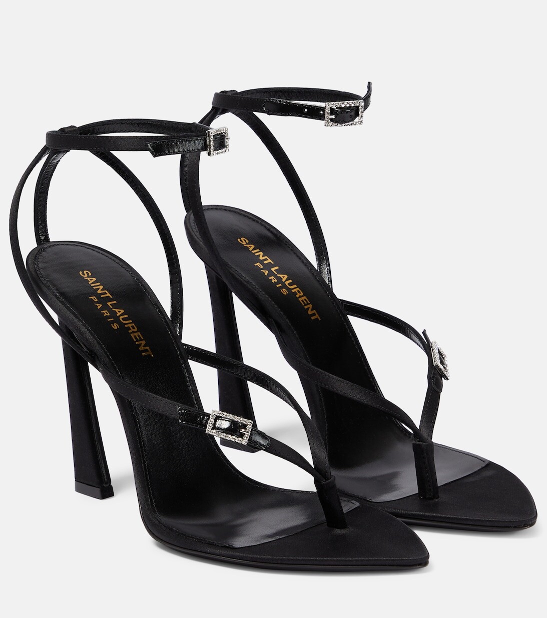 

Декорированные атласные босоножки Nadja Saint Laurent, черный