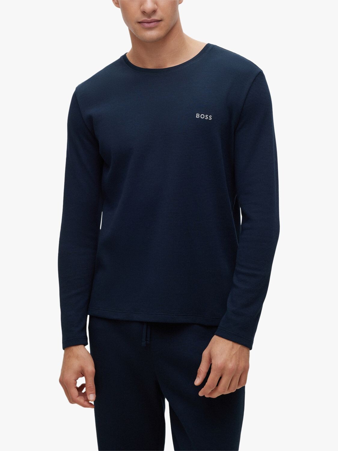 

BOSS Вафельный топ для отдыха с длинными рукавами HUGO BOSS, темно-синий