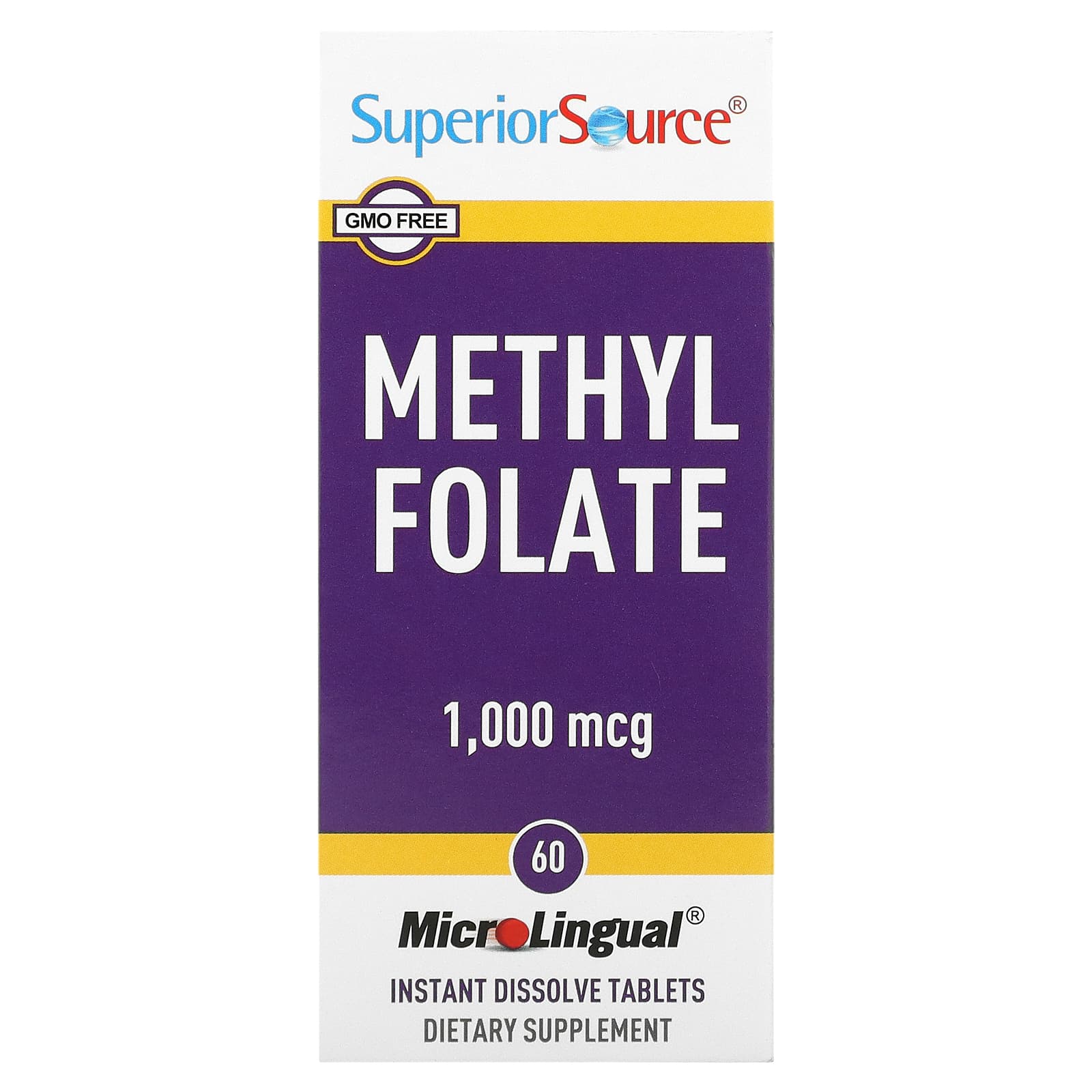 Superior Source Метилфолат 1000 мкг 60 быстрорассасывающихся компактных таблеток MicroLingual