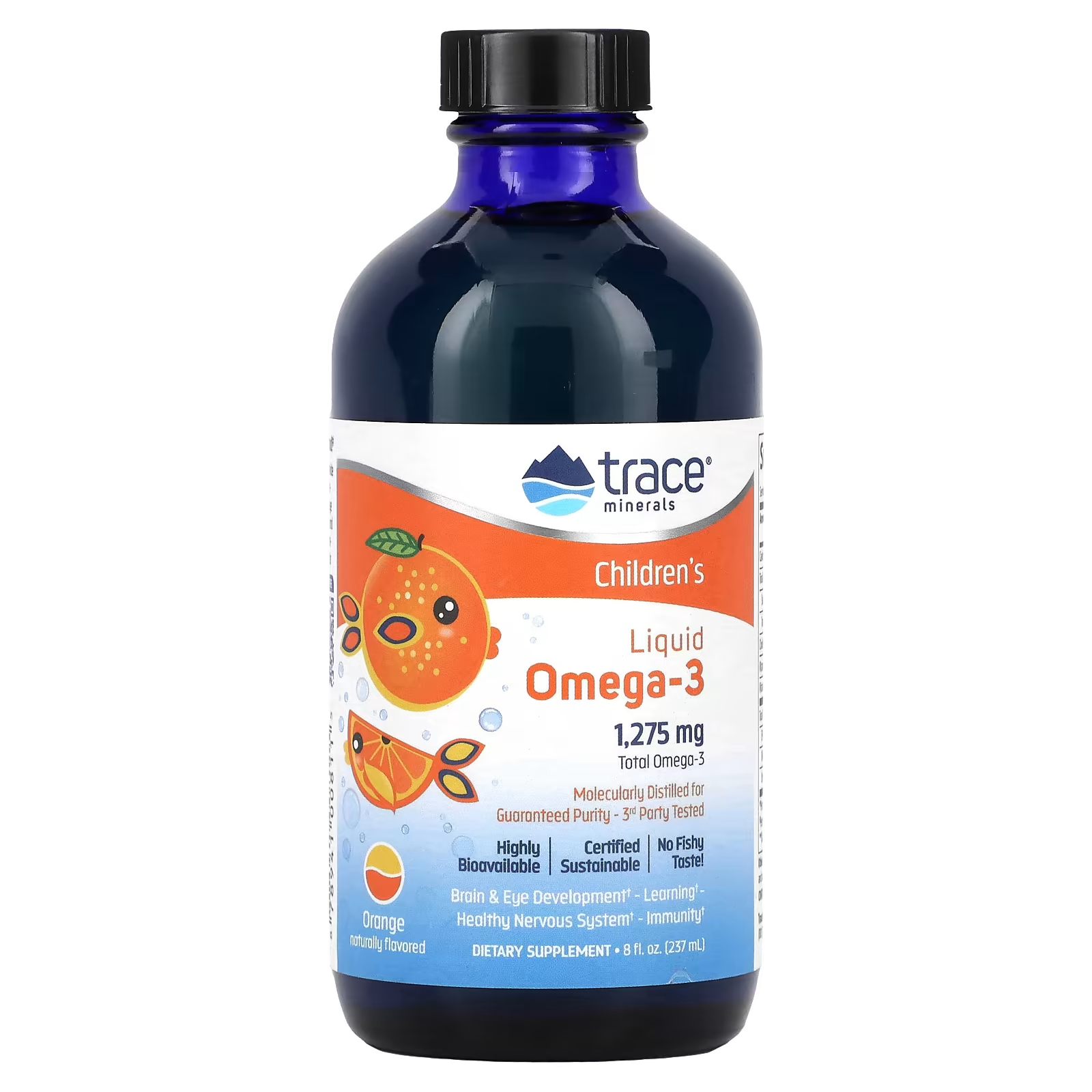 Детская жидкость Trace Minerals с омега-3, апельсин, 1275 мг, 8 жидких унций (237 мл) Trace Minerals