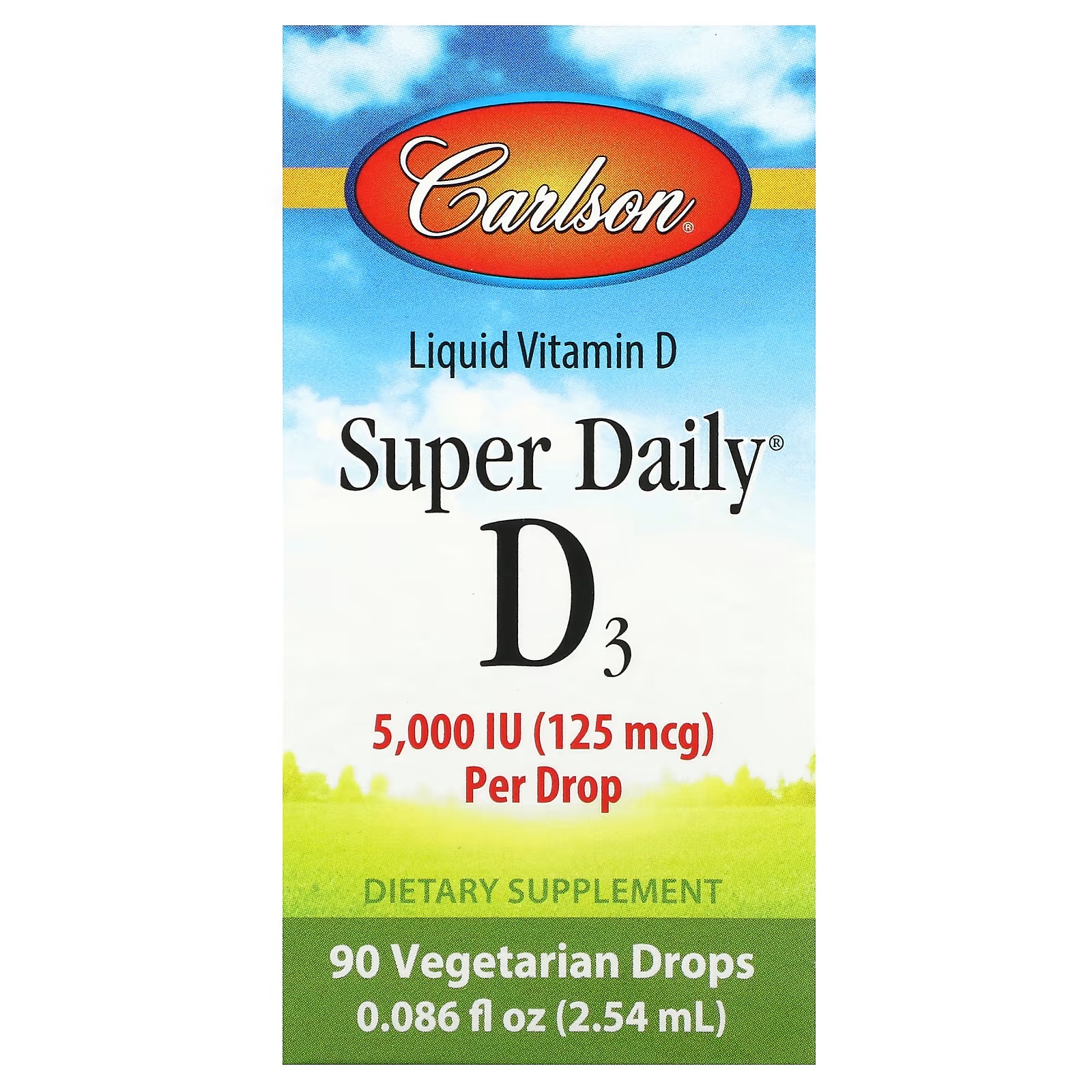Пищевая добавка Carlson Super Daily D3 125 мкг, 90 растительных капель