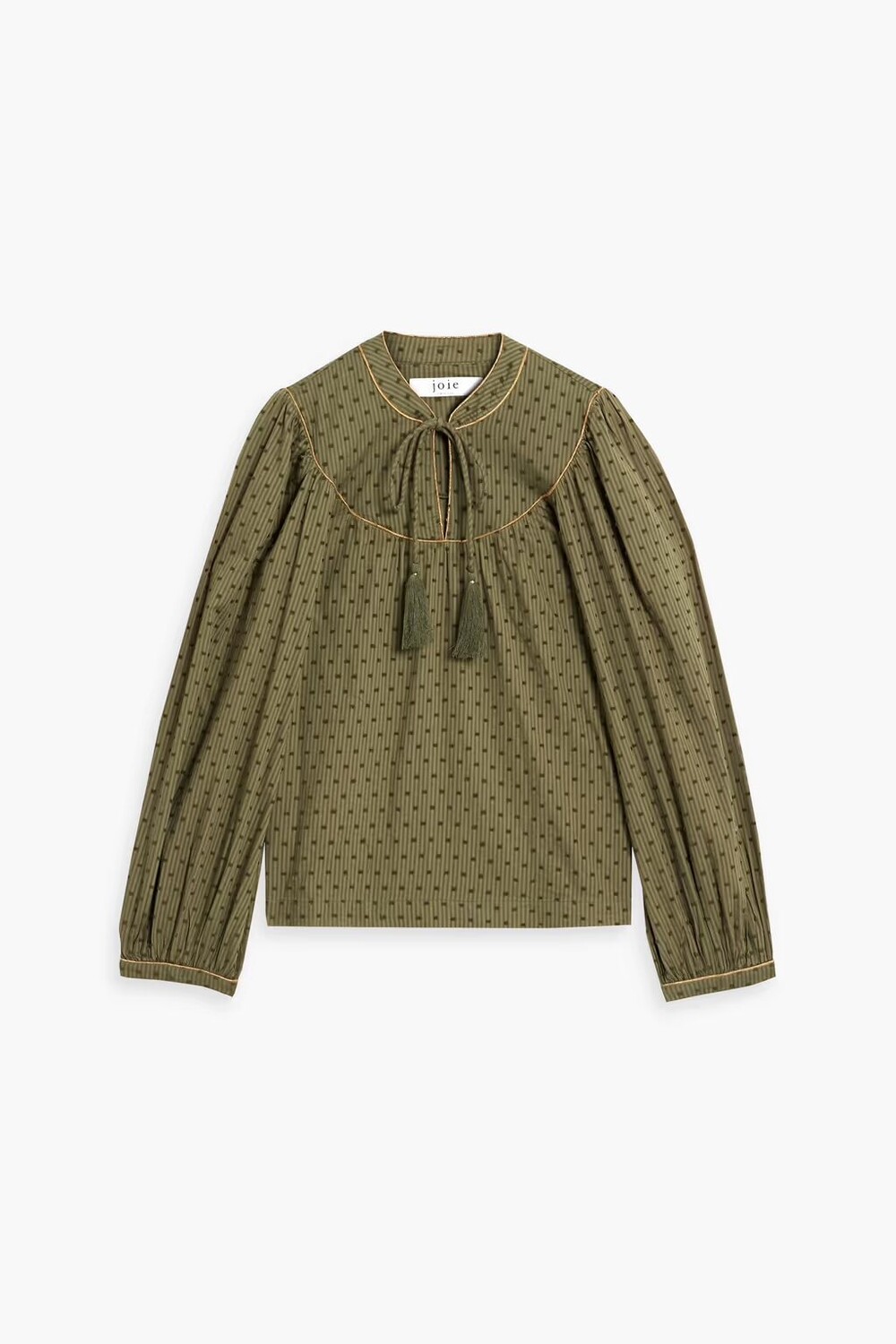 

Блуза Keena из хлопкового жаккарда в полоску фил-купе Joie, цвет Leaf green